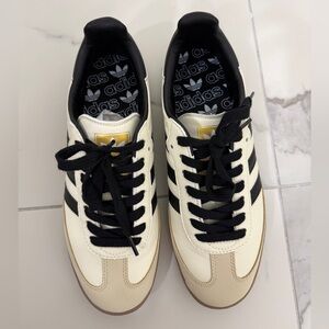 Adidas Original Samba Strata Cream and Black Lace-Up Shoes